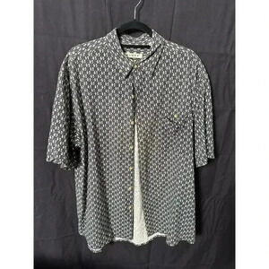 Men’s Summa Short Sleeve Button Up gray/green and cream print size L